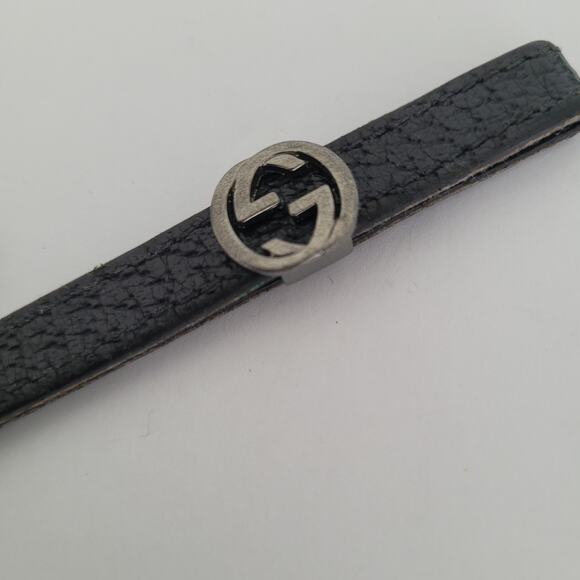Authentic GUCCI Cell Phone Key Charm Strap Lanyard Leather Black Leathe Designer - Picture 4 of 6